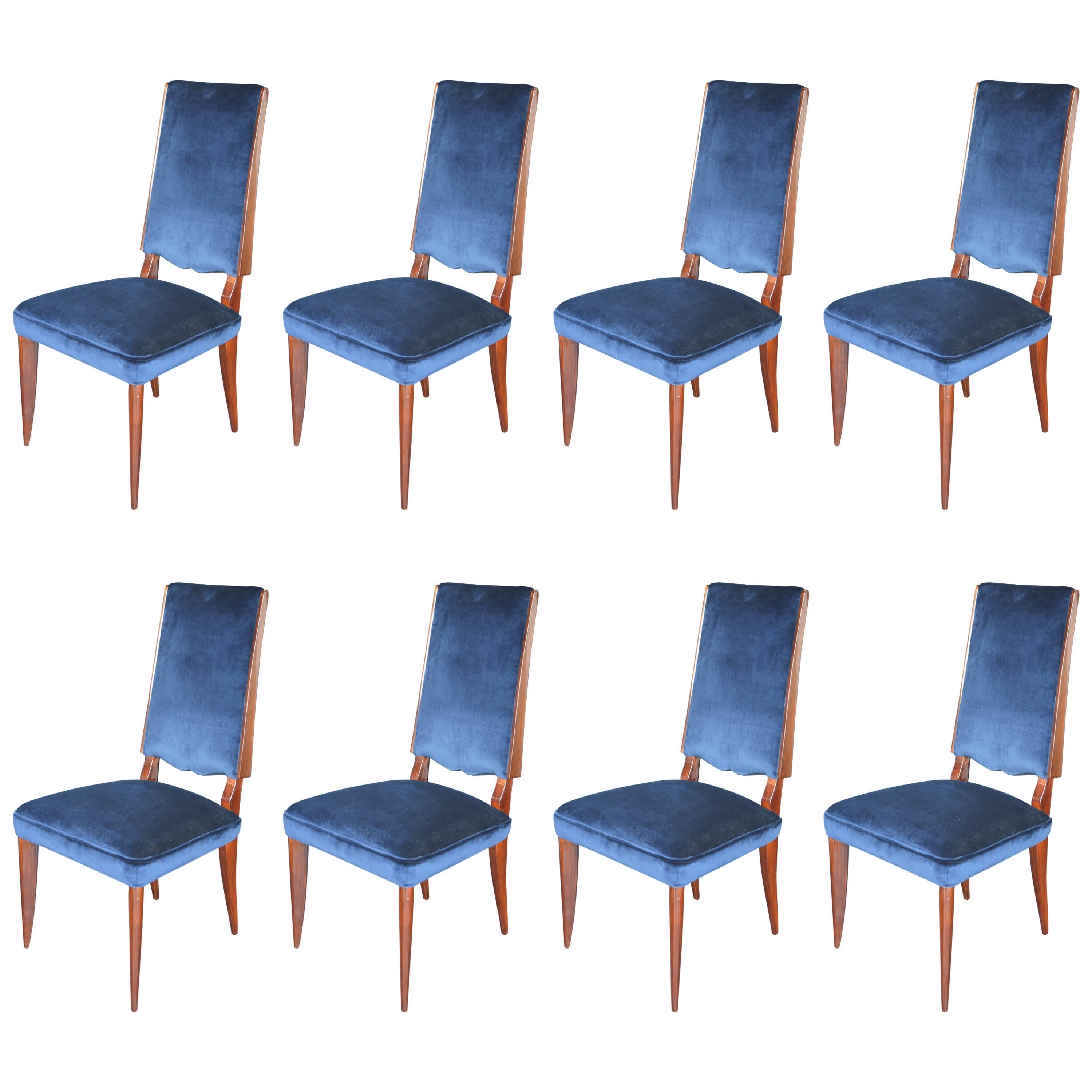 Set of Eight French Art Deco Dining Chairs