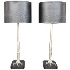 Pair of Bronze Silver Plated Talon Lamps 6