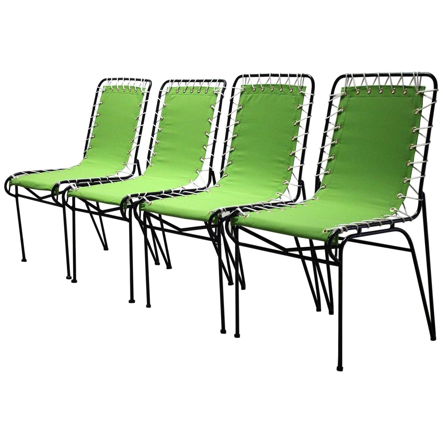 Ensemble de quatre chaises d'extérieur à assise en roseau Pipsan Saarinen Swanson pour Ficks Reed