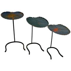 Antique Three-Piece Nest Salterini Lily Pads Leaf Tables