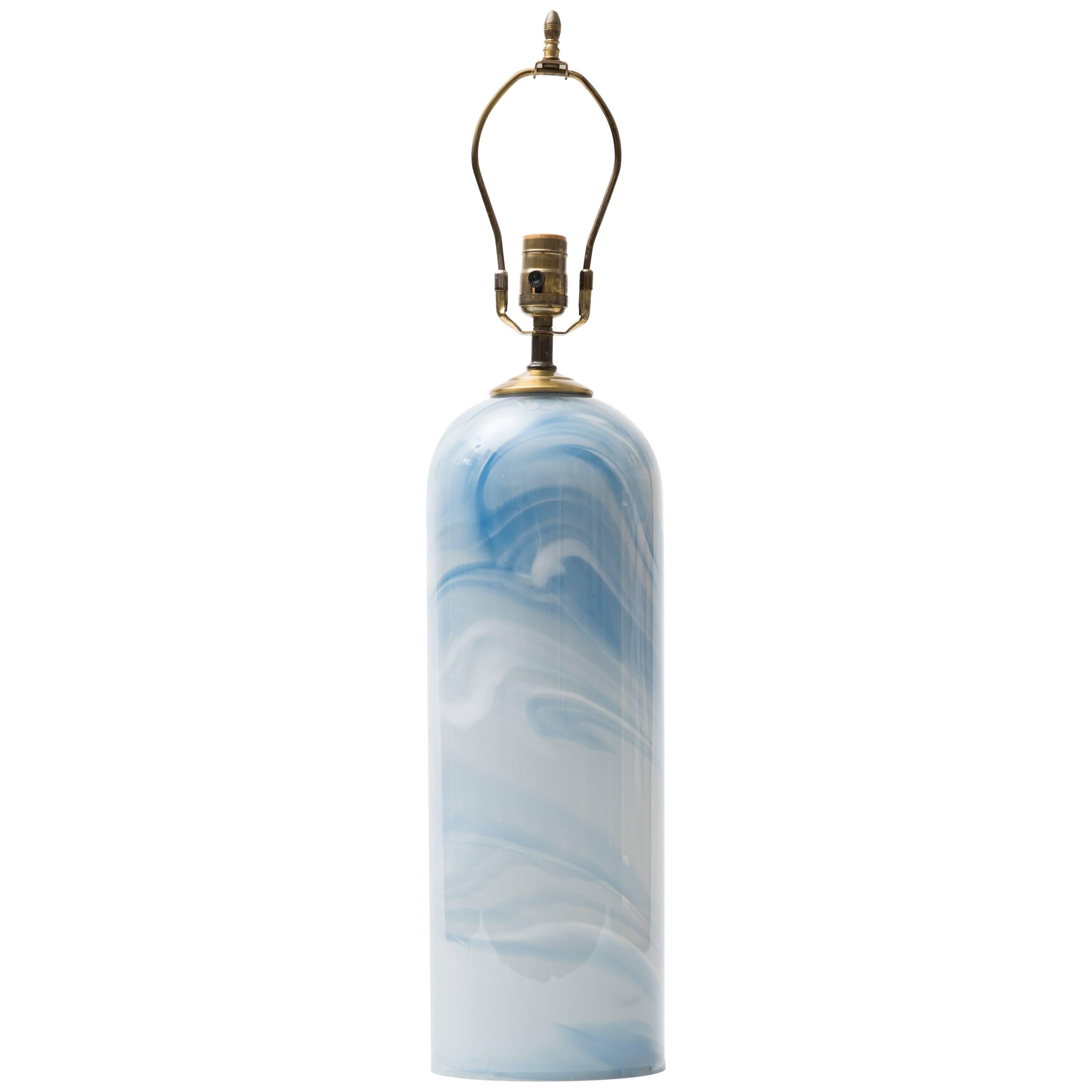 1980s Celestial Swirl Hand Blown Glass Column Lamp For Sale