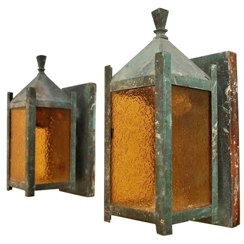 Pair of Copper Outdoor Sconces