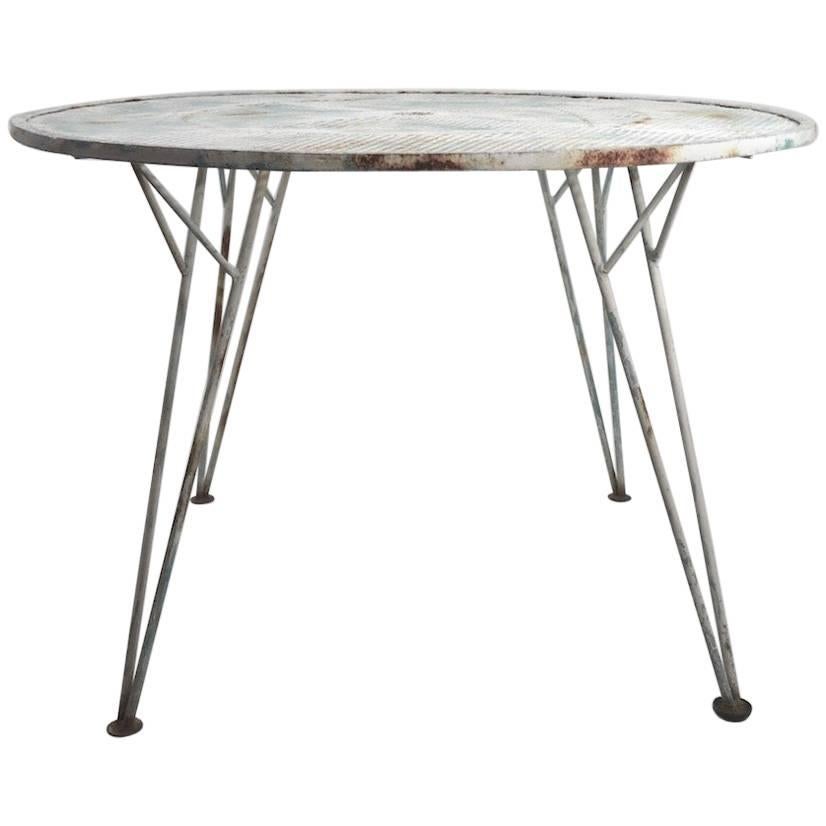 Architectural Metal Mesh Garden Dining Table Attributed to Salterini