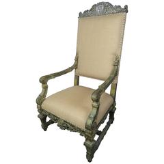 19th Century Monumental Italian Painted Armchair 9