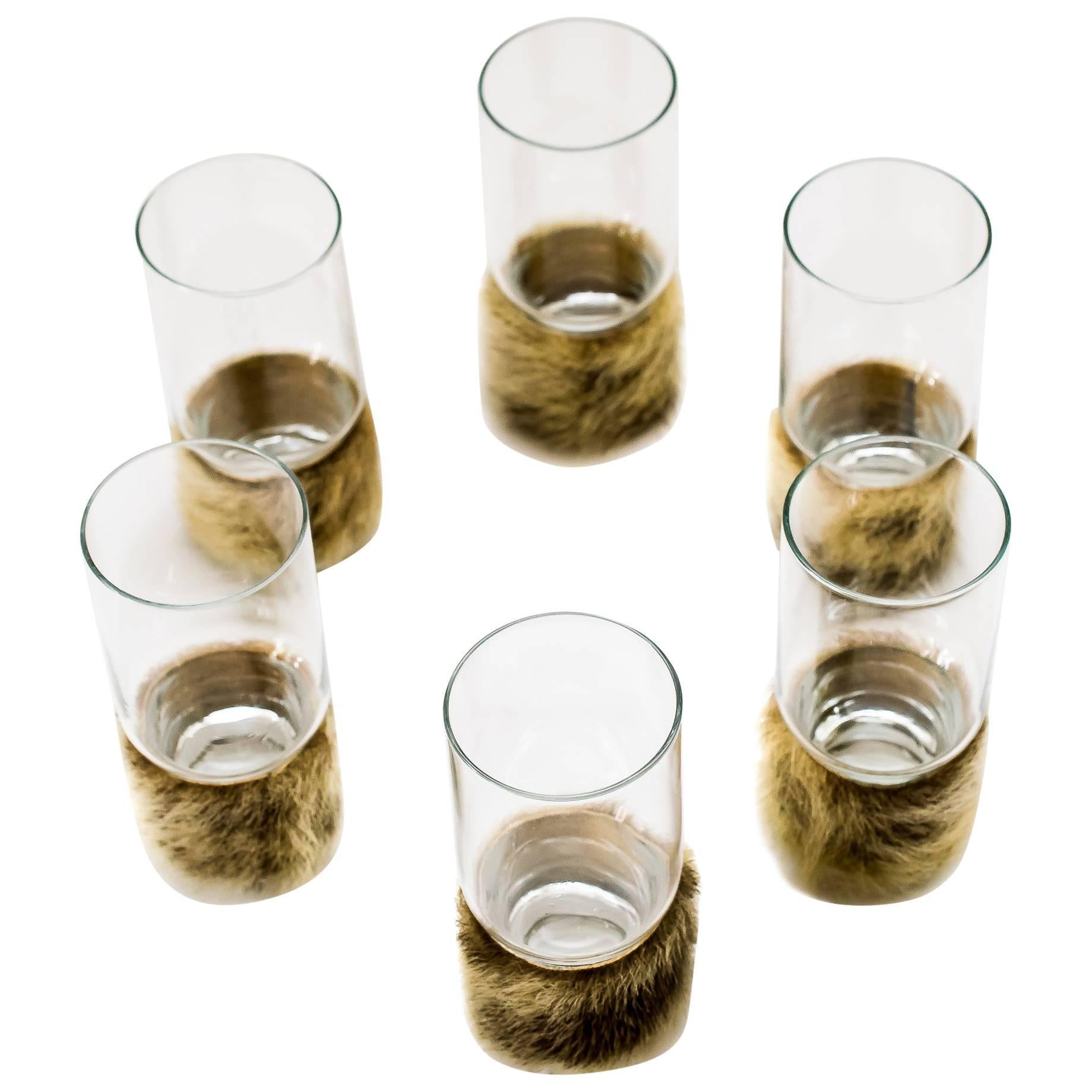 Six beautiful Fur Glasses  For Sale