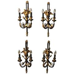 Italian Set of Four Gilded Eagle Wall Lights