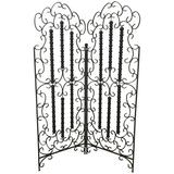 Wrought Iron and Wood Mediterranean Modern Folding Screen or Divider