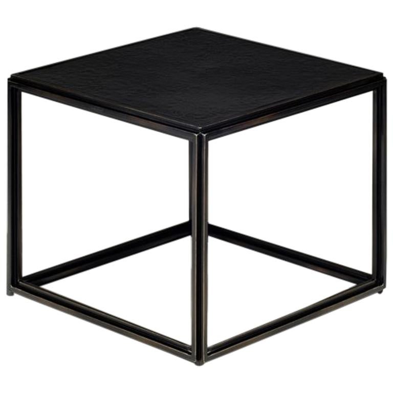 Cubist Glass, Bronze & Brass Occasional Handmade Square Table, by P. Tendercool