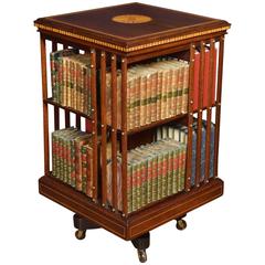 Edwardian Mahogany Inlaid Revolving Bookcase