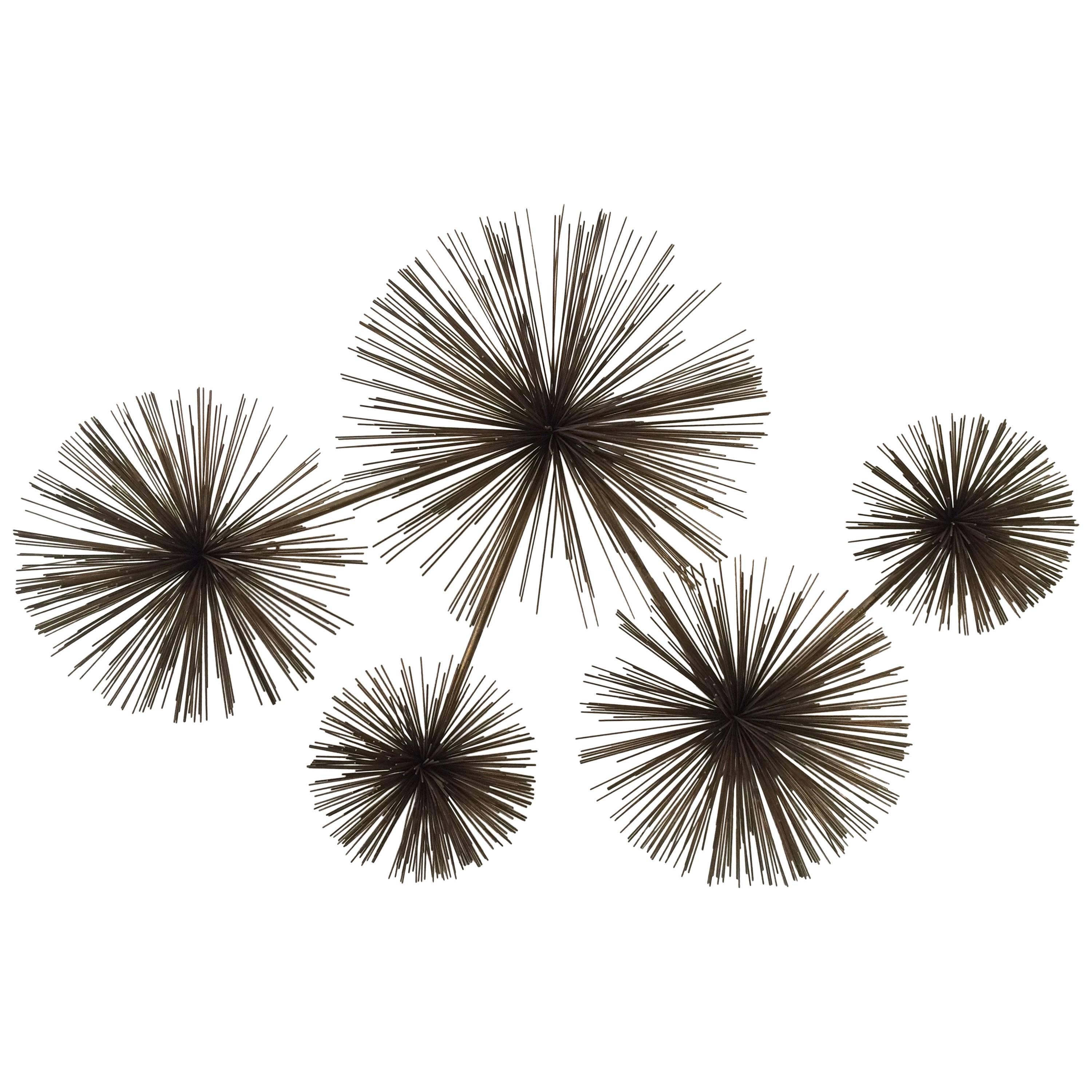 Brass 1979 Curtis Jere Pom Pom / Sea Urchin Wall Sculpture