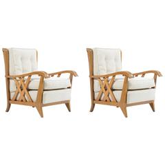 Pair of Mid-Century Solid Cherry Armchairs by Paolo Buffa 5