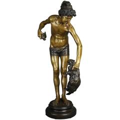 Sculpture ancienne en bronze "Séparation des ennemis" par E. Guilbert:: vers 1880