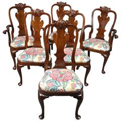 Vintage Set of Six L. & J.G. Stickley Cherry Valley Collection Carved Dining Chairs