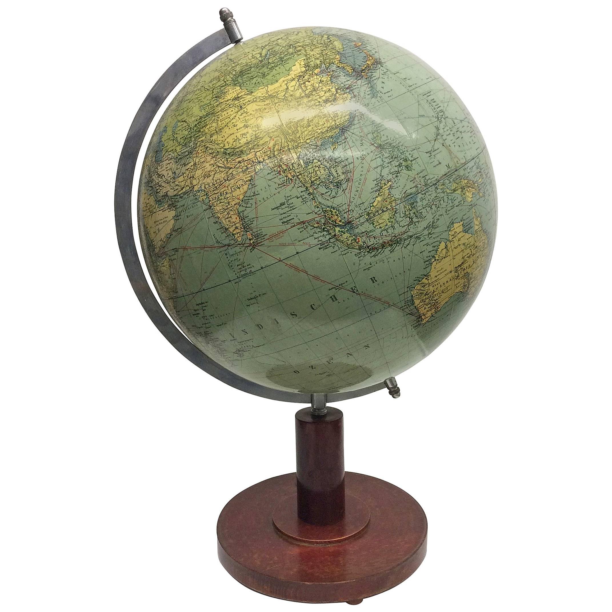 Art Deco Earth Globe by Paul Oestergaard, Berlin, circa 1930s