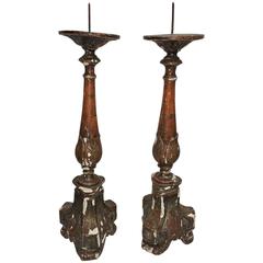 Pair of 18th Century Italian Giltwood Altar Candlestick 11