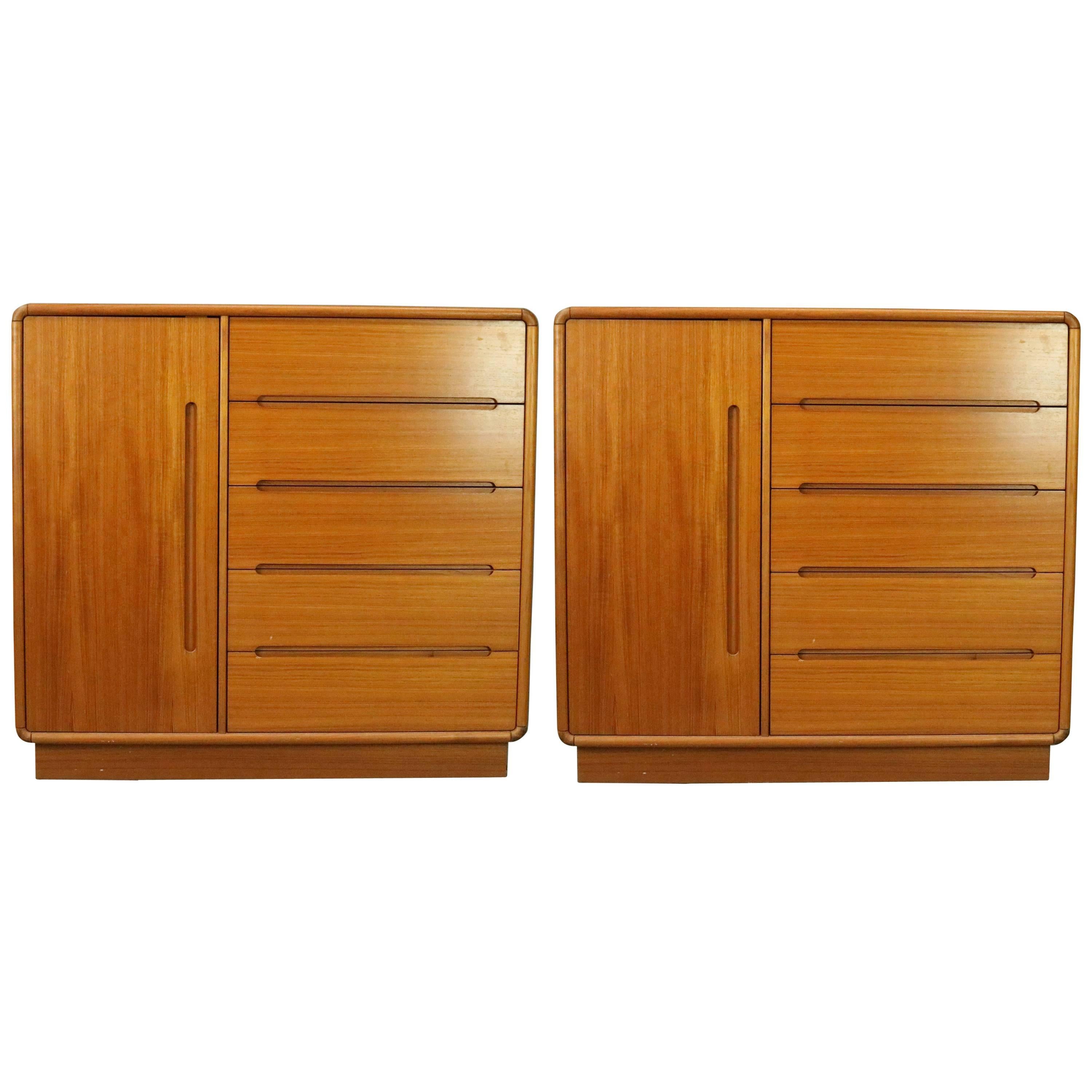 Pair of Vintage Heywood Wakefield School Mid-Century Danish Modern Teak Cabinets