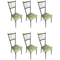 Beautiful Set of Six Italian Reupholstered Chairs, circa 1960 5