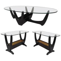 Set of Mid-Century Modern Glass Top Tables by Adrian Pearsall 10