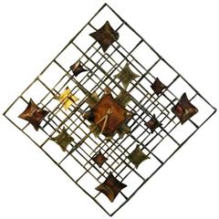 Vintage Beautiful Brutalist Wall Sculpture or Modern Clock by Curtis Jere