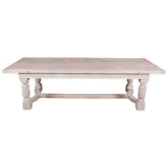 Antique Large Limed Oak Refectory Table