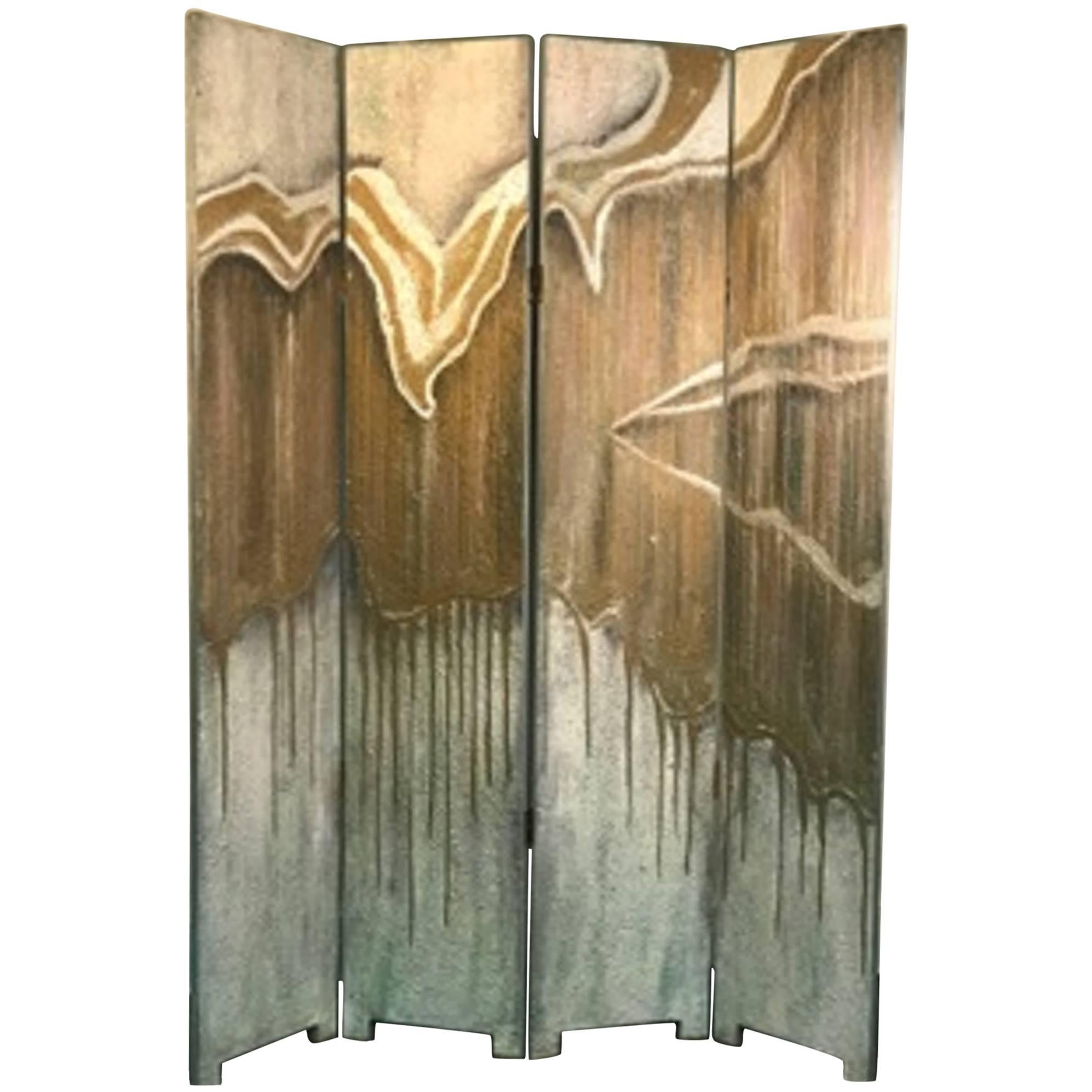 Exceptional French Art Deco Four-Panel Screen  For Sale