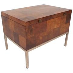 Mid-Century Modern Burl Storage Box with Chrome Base by Lane Furniture 11