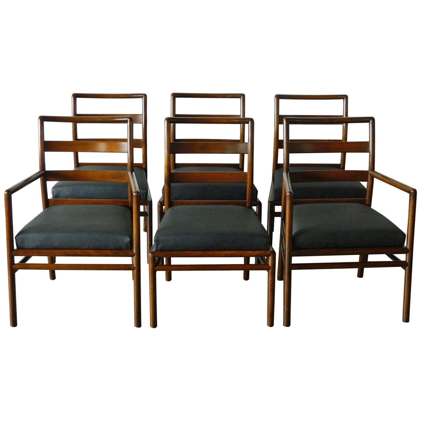 Six T.H. Robsjohn-Gibbings Ladder Back Dining Chairs