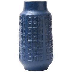 Monumental Op Art West German Indigo Ceramic Floor Vase