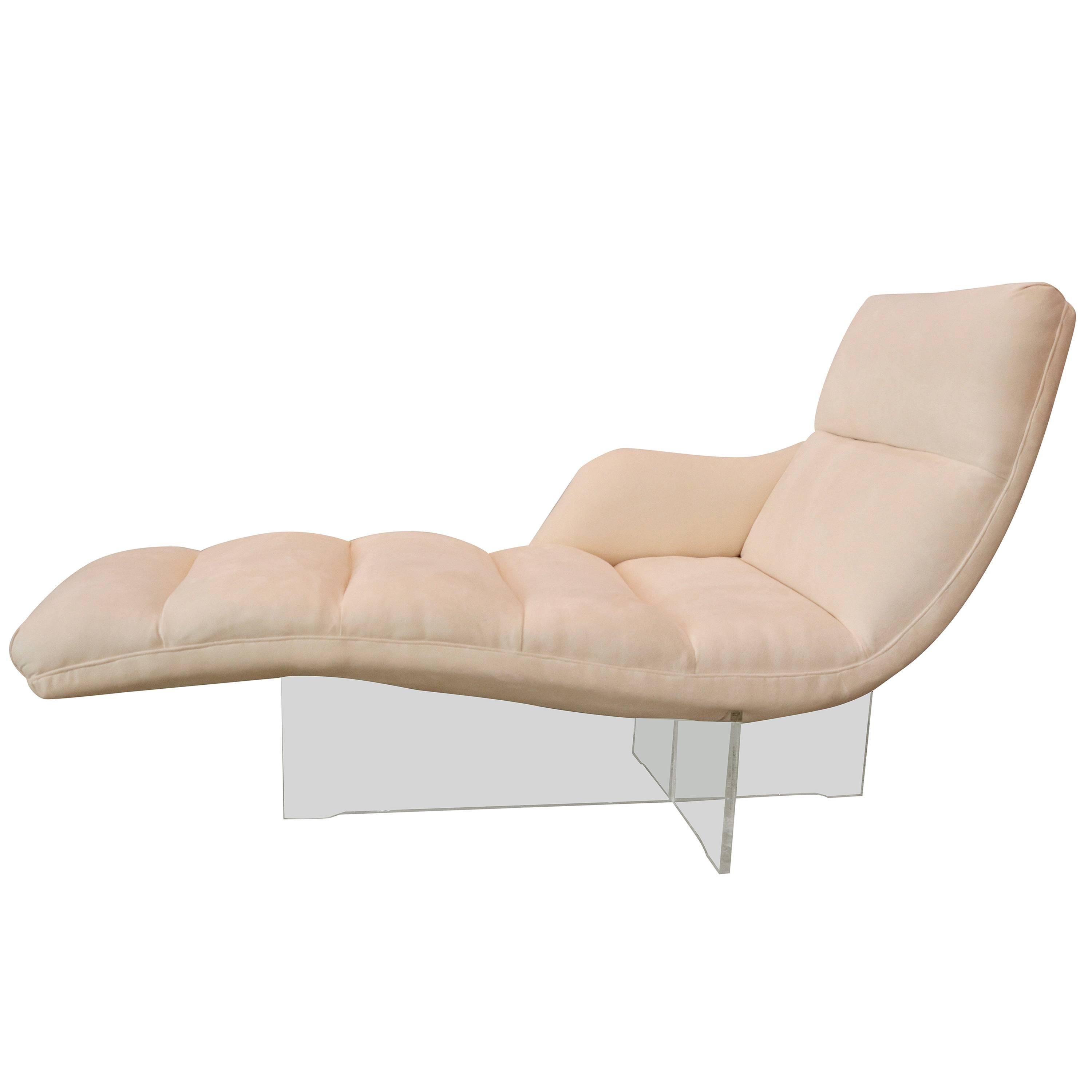 "Erica" Chaise by Vladimir Kagan in Lucite and Ultrasuede Upholstery