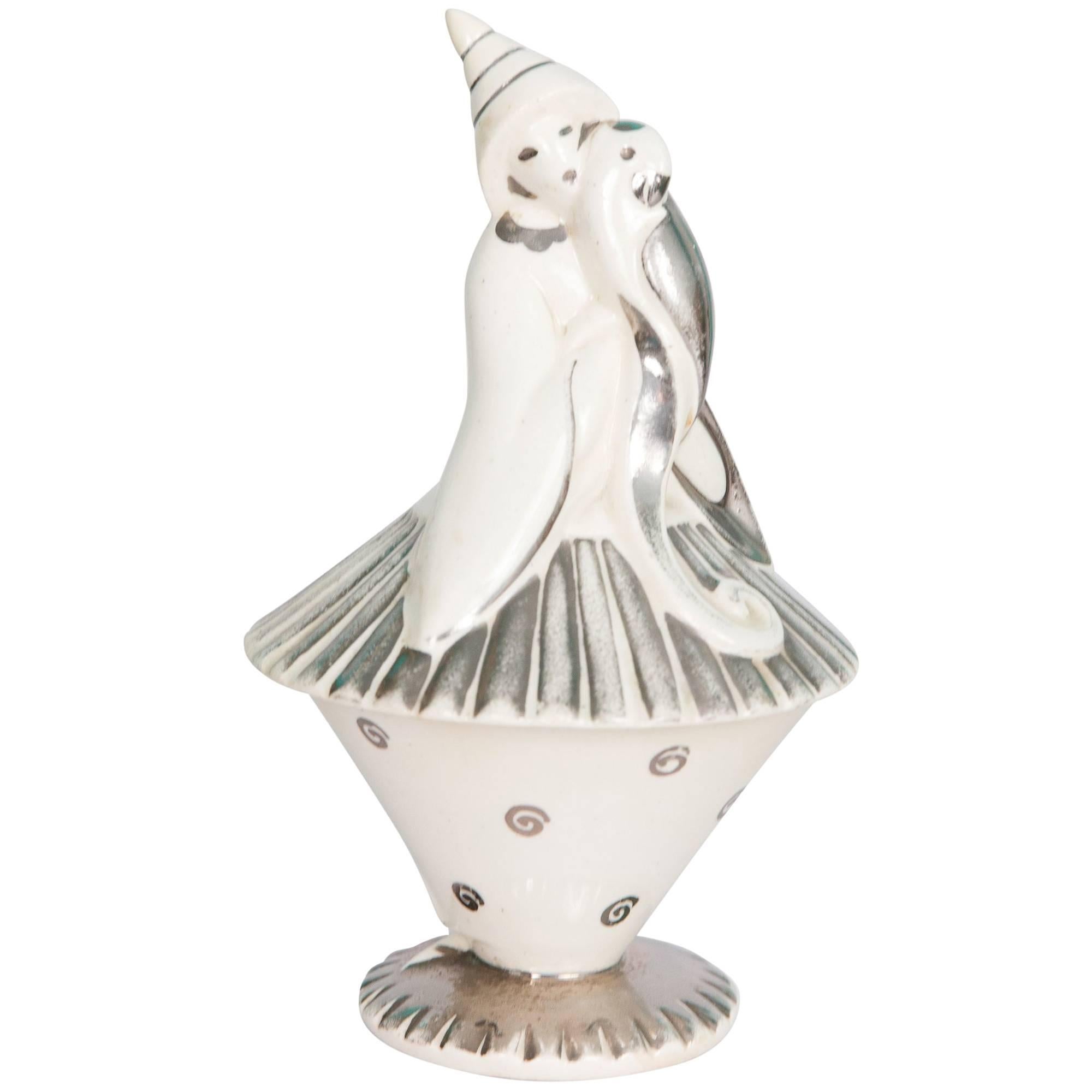 Figural Lidded Porcelain Bowl by Atelier Primavera For Sale