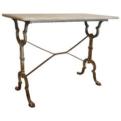 French Cast Iron Marble-Top Bistro Table