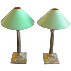 Pair of French Vintage Brass Pillar Lamps
