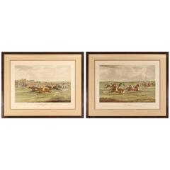 Pair of English Colored Engravings of Thoroughbred Racing after Alken