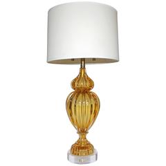 Large Amber Seguso Murano Italian Table Lamp for Marbro
