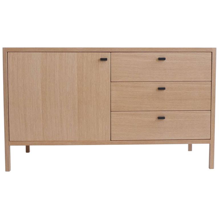 Laska Credenza In Quarter Sawn White Oak Three Drawers One Door Customizable