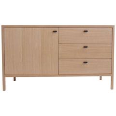 Laska Credenza in Quarter-Sawn White Oak, Three Drawers, One Door, Customizable