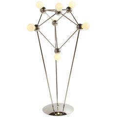 Lina 07-Light Floor Lamp, Modern Minimal Atomic Space-Frame, Polished Nickel 4