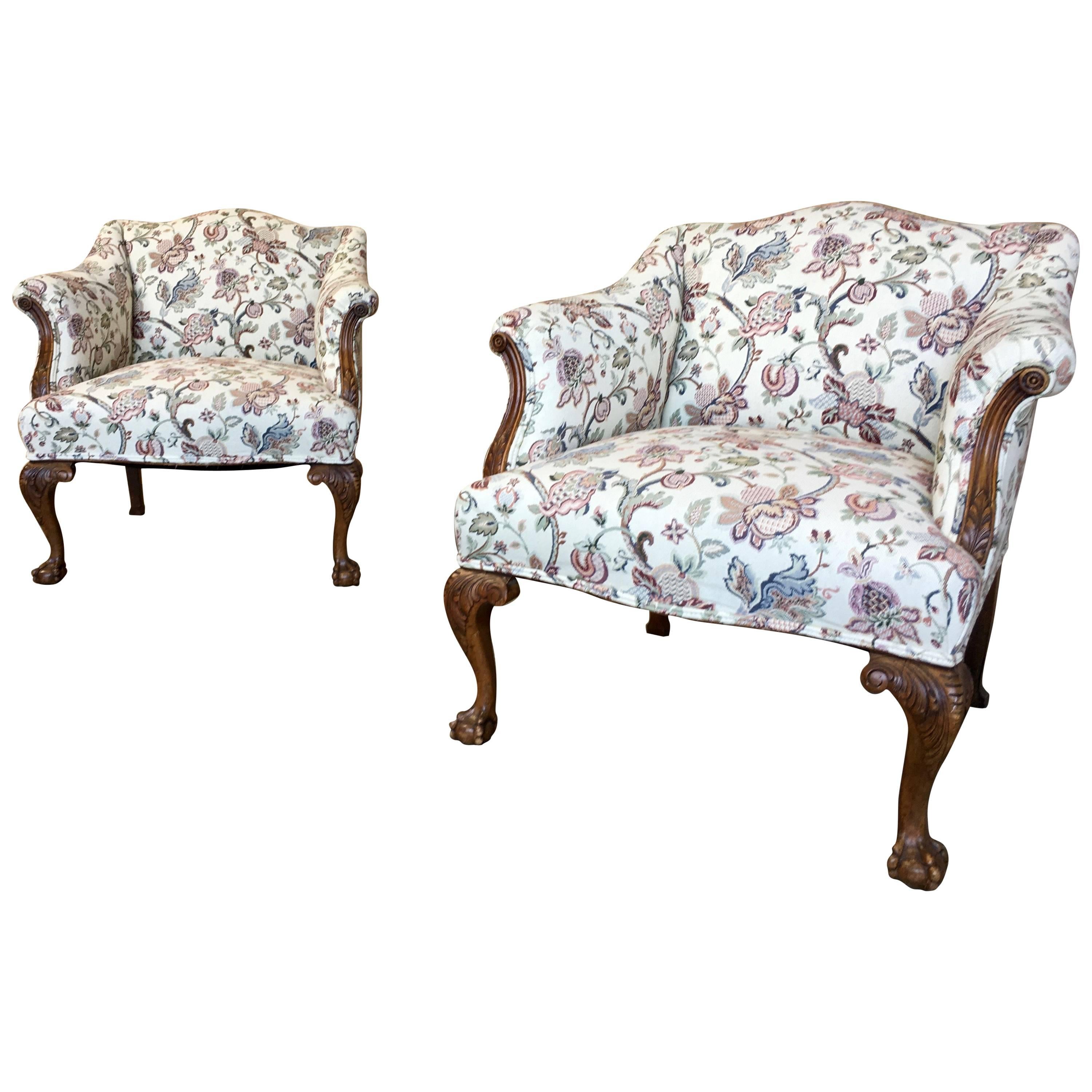 Pair of George III Style Lounge Chairs