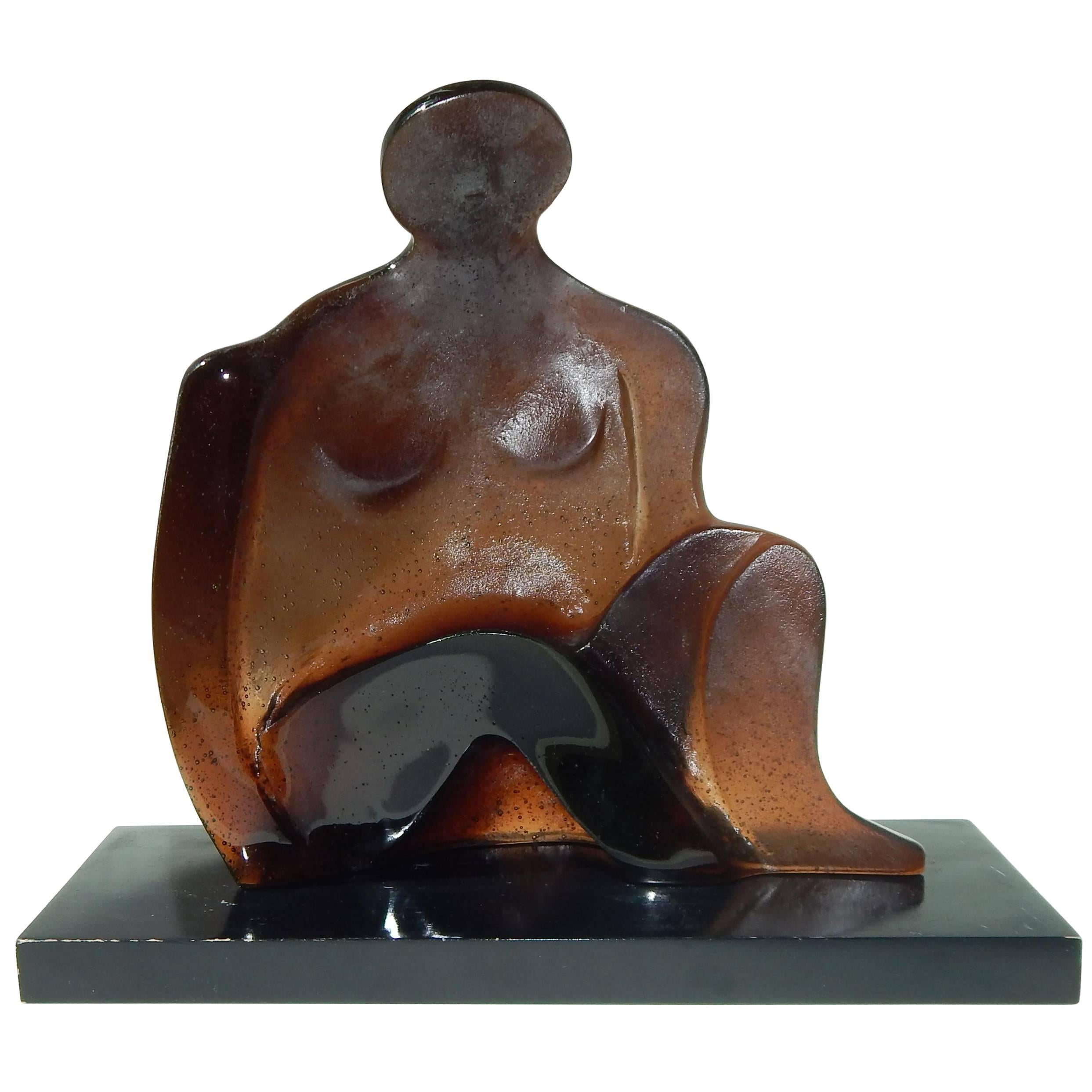 Jean-Pierre Demarchi Pate de Verre Glass Sculpture for Daum, Figural