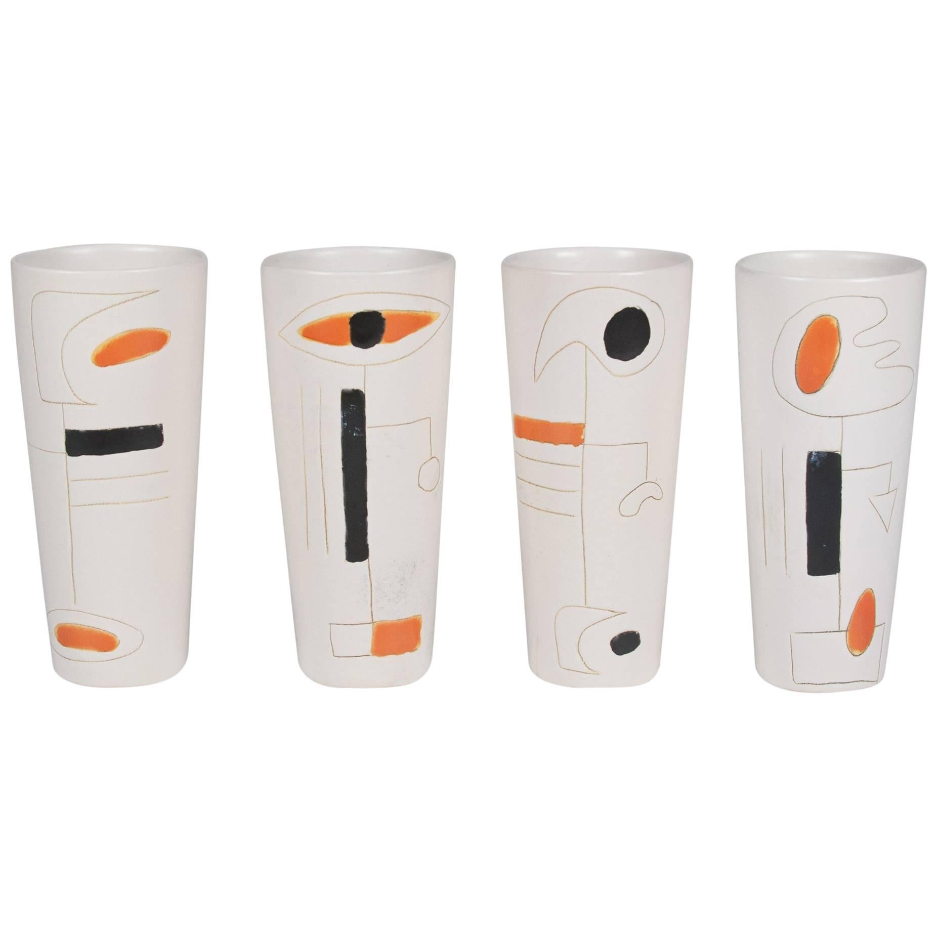 Set of Four White Ceramic Drinking Glasses at 1stDibs