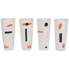 Set of Four White Ceramic Drinking Glasses