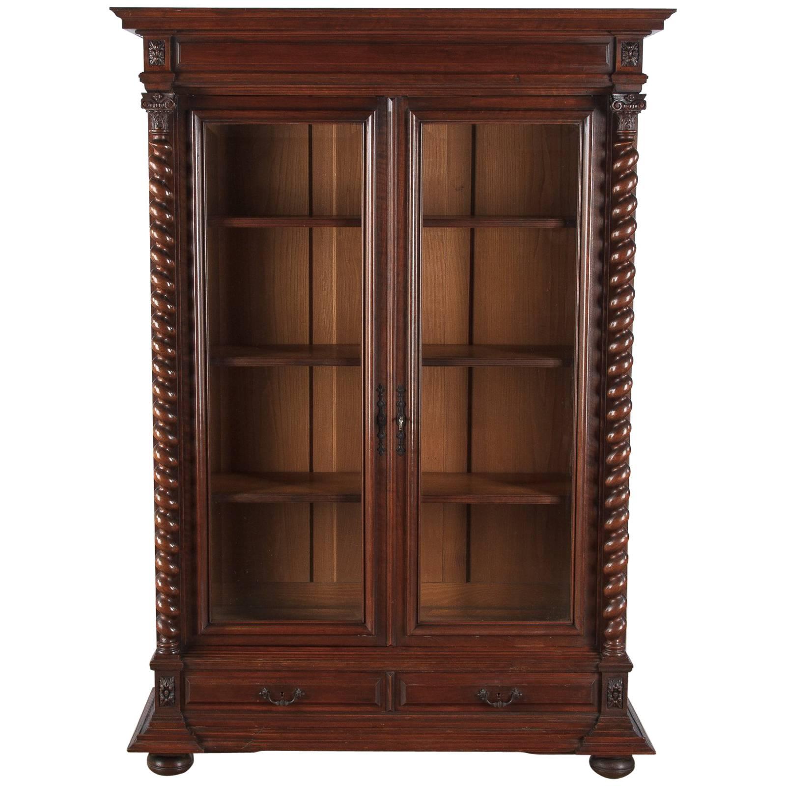 French Louis XIII Style Walnut Bookcase, 1880s