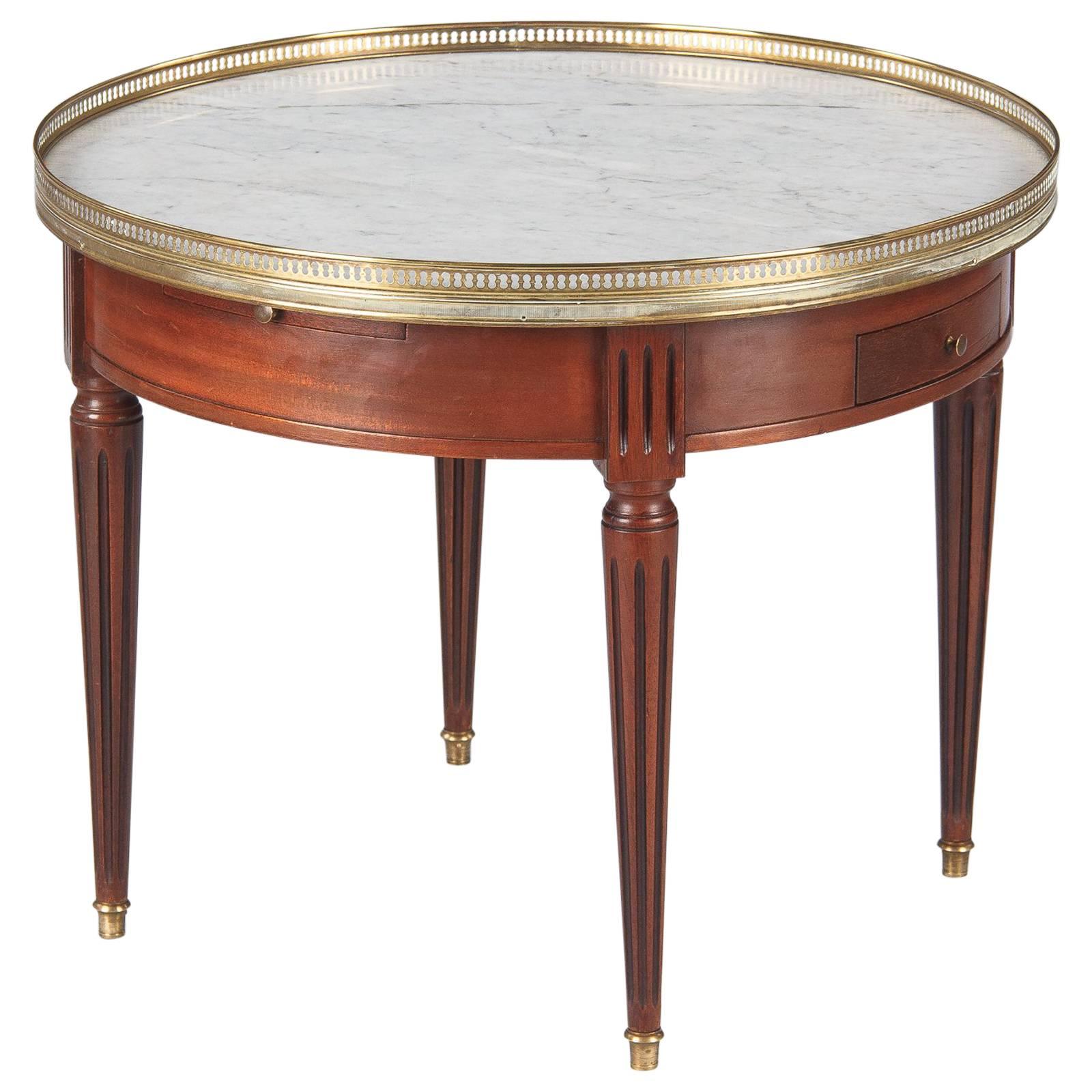 Louis XVI Style Cherrywood and Marble-Top "Bouillotte" Table, 1940s