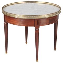 Louis XVI Style Cherrywood and Marble-Top "Bouillotte" Table, 1940s 2