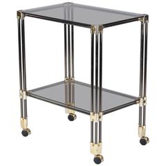 Nickel, Brass and Smoked Glass Bar Cart/Serving Table, France, 1970s 6