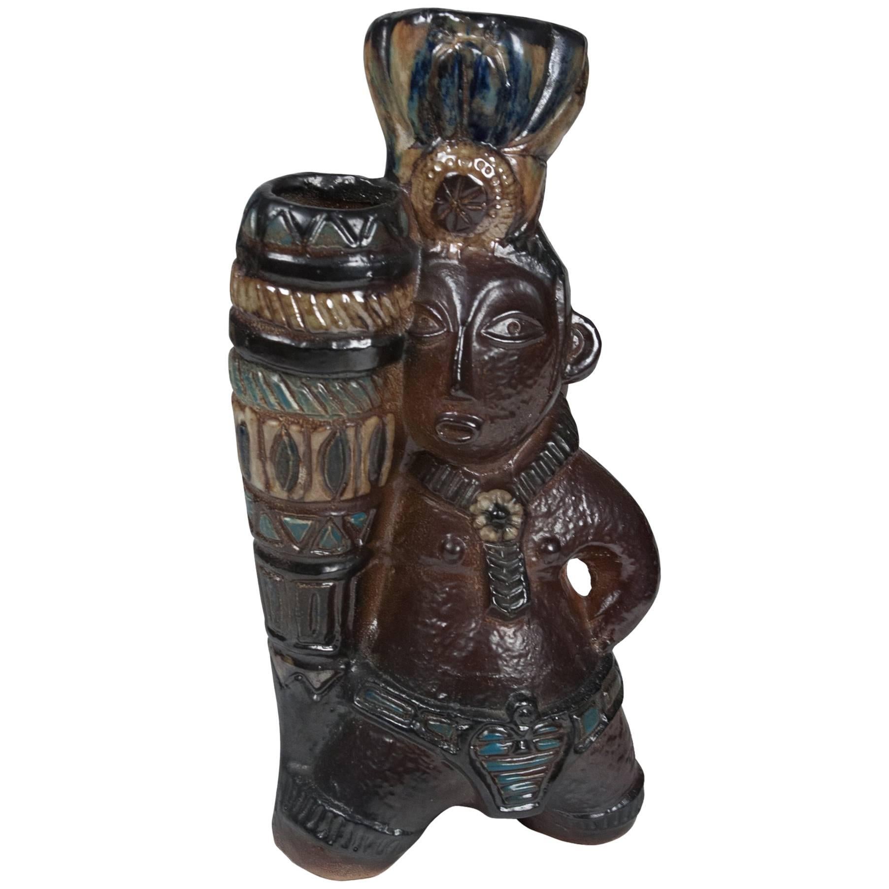 Glazed Earthenware Ceramic Figure by Colette Gueden For Sale