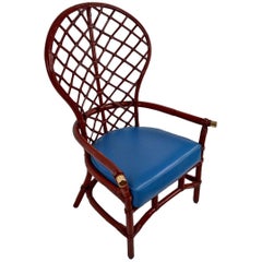 Vintage High Fan Back Woven Wicker Chair by Ficks Reed
