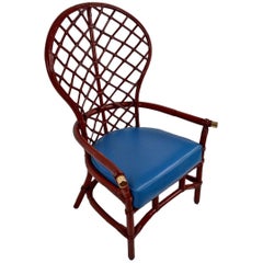 High Fan Back Woven Wicker Chair by Ficks Reed