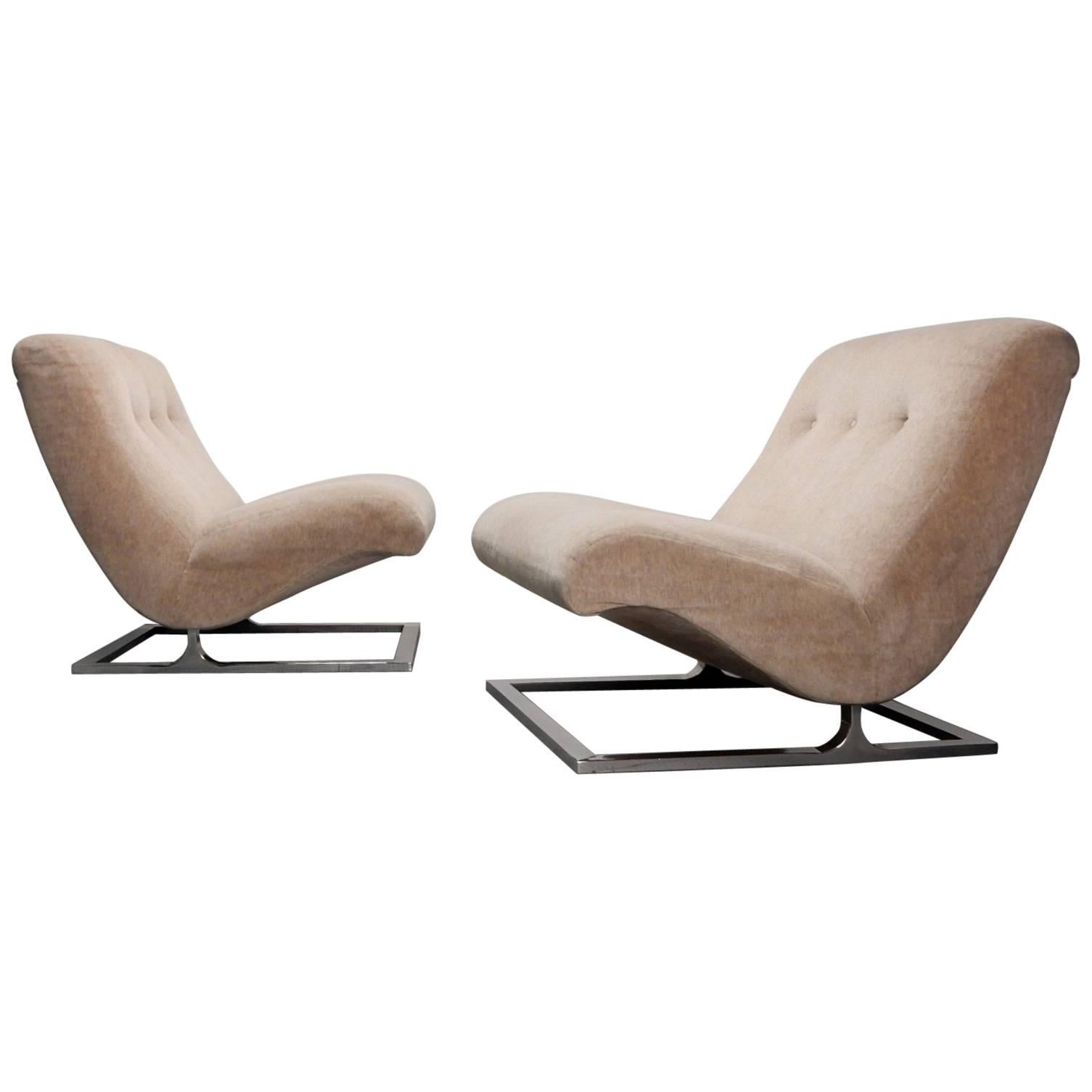 Mid-Century Milo Baughman Scoop Lounge Chairs