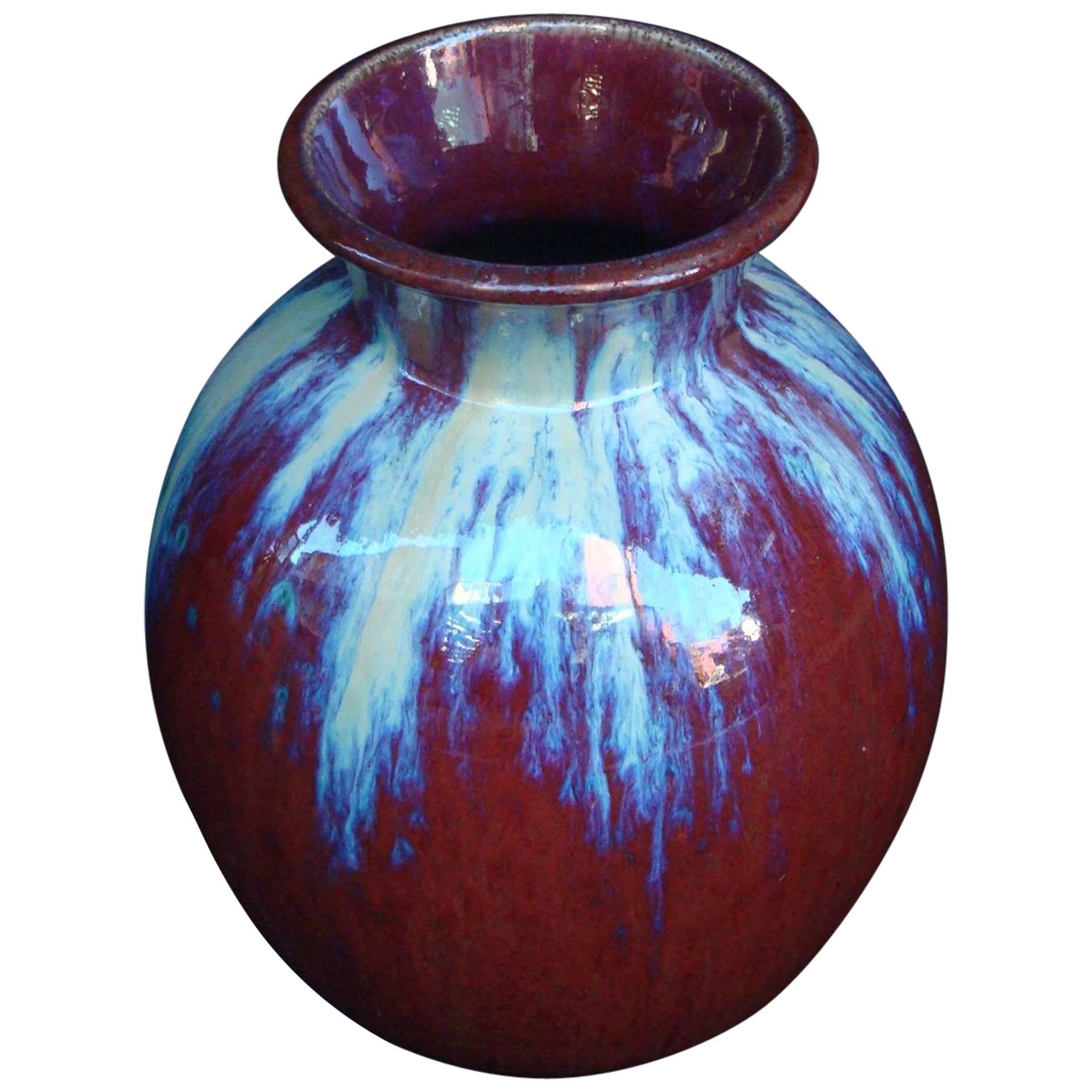 1930, Red Glazed Ceramic Vase by Frédéric Kiefer